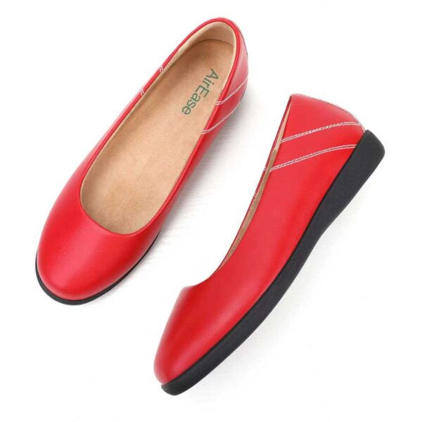 Softcrewshoes AirEase Ballet flats women soft leather shoes (Scarlet Red)
