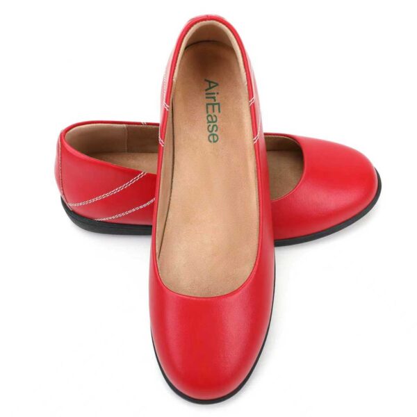Softcrewshoes AirEase Ballet flats women soft leather shoes (Scarlet Red)