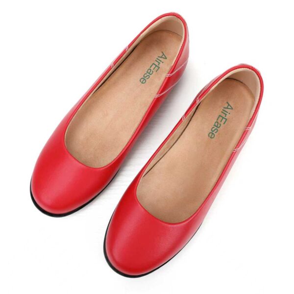 Softcrewshoes AirEase Ballet flats women soft leather shoes (Scarlet Red)