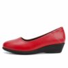1db999e541c1c8120e50cdd669ef9009 Isla Low Wedge Pumps: 4CM Heel, Comfortable Closed-Toe (Scarlet Red ) New
