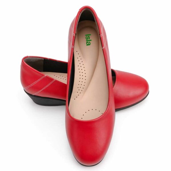 6b6e6c75f231f64fb38c82f02f79089d Isla Low Wedge Pumps: 4CM Heel, Comfortable Closed-Toe (Scarlet Red ) New