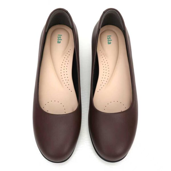 Isla Low Wedge Pumps: 4CM Heel, Comfortable Closed-Toe (Brown ) New