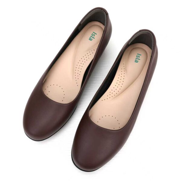 Isla Low Wedge Pumps: 4CM Heel, Comfortable Closed-Toe (Brown ) New
