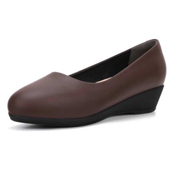 Isla Low Wedge Pumps: 4CM Heel, Comfortable Closed-Toe (Brown ) New