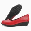 cf07bff6eedf90bc9a38b1d6ea5bef7d Isla Low Wedge Pumps: 4CM Heel, Comfortable Closed-Toe (Scarlet Red ) New