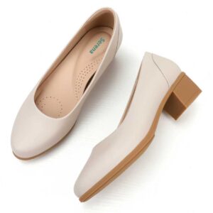 yumi Serena Women's Pointed Toe Pumps – Soft Cushioned Comfort & Elegant 4 cm Heels  (Creme White)